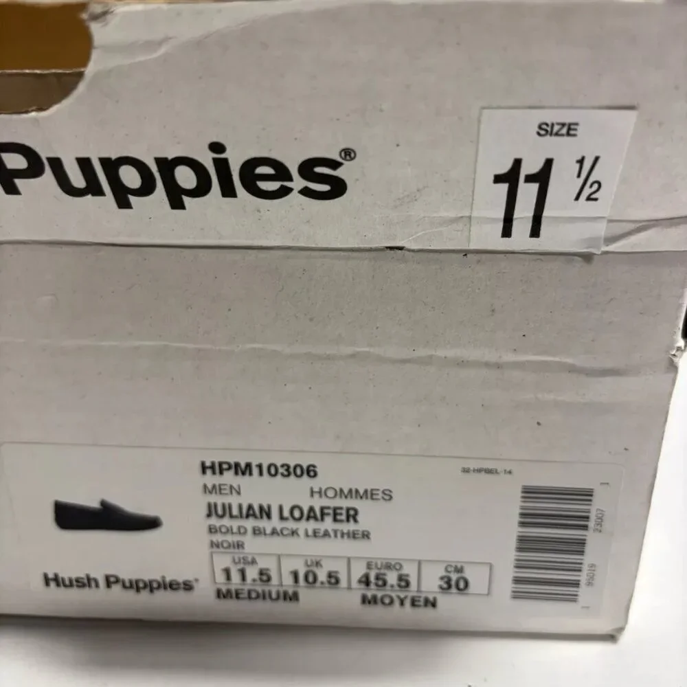 Hush Puppies Men’s Julian, Black Slip-On Loafers, Size 11.5 M
